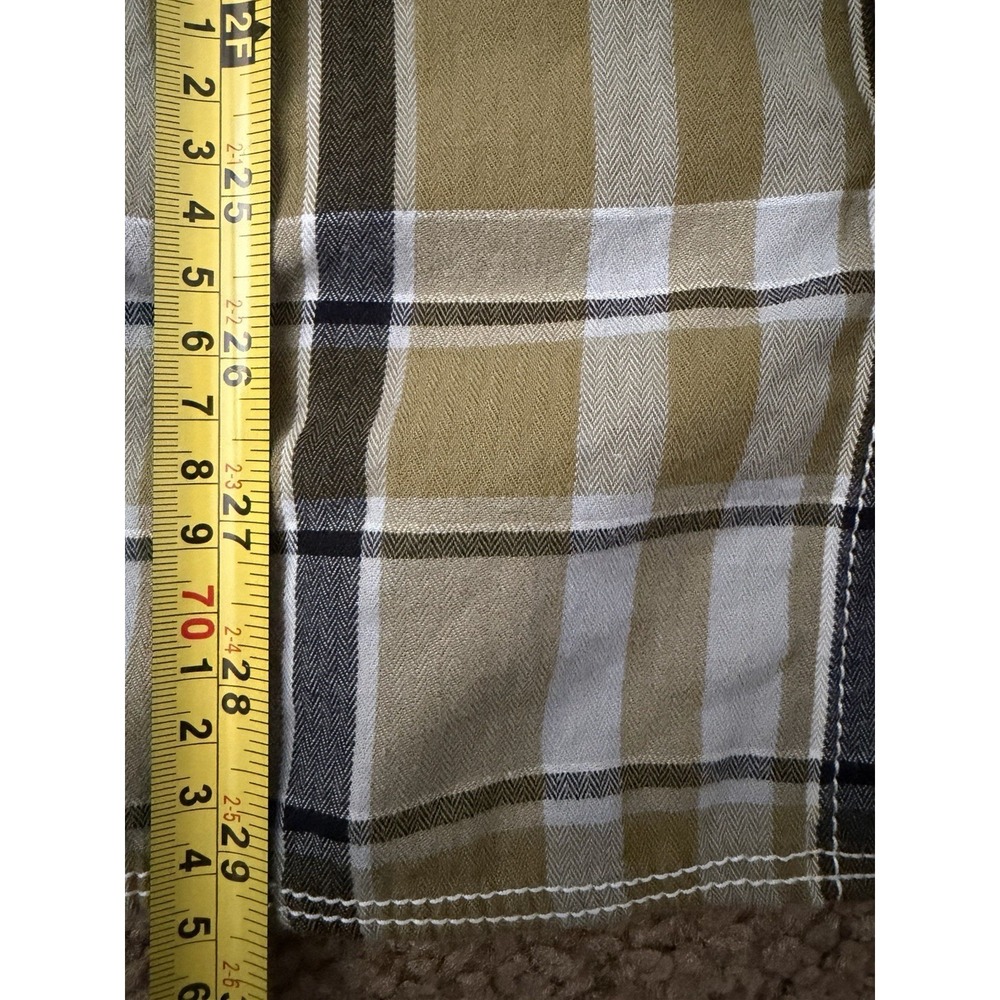Columbia Long Sleeve Button Up Shirt Plaid Logo Pockets Brown White Large JBHS - Picture 6 of 11